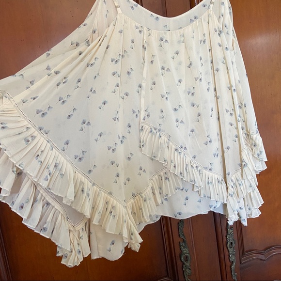 Madison Marcus 100% Silk Ditsy Floral Ruffle Swing Hem Cottagecore Tank - Picture 6 of 9